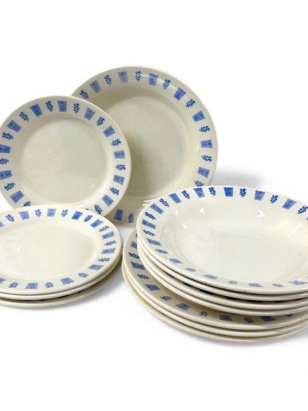 Vintage Oxford Brazil 3850-2 Blue Floral Dinnerware Set 12 Pc Stoneware